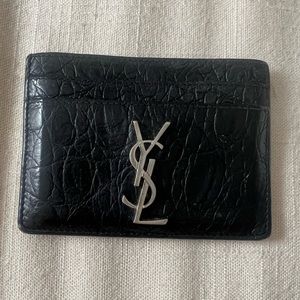 YSL leather croc embossed card holder- authentic